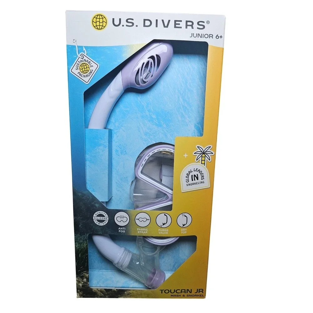US Divers Toucan Jr Kids Snorkel Mask Set Purple White Junior 6+ SC2101020